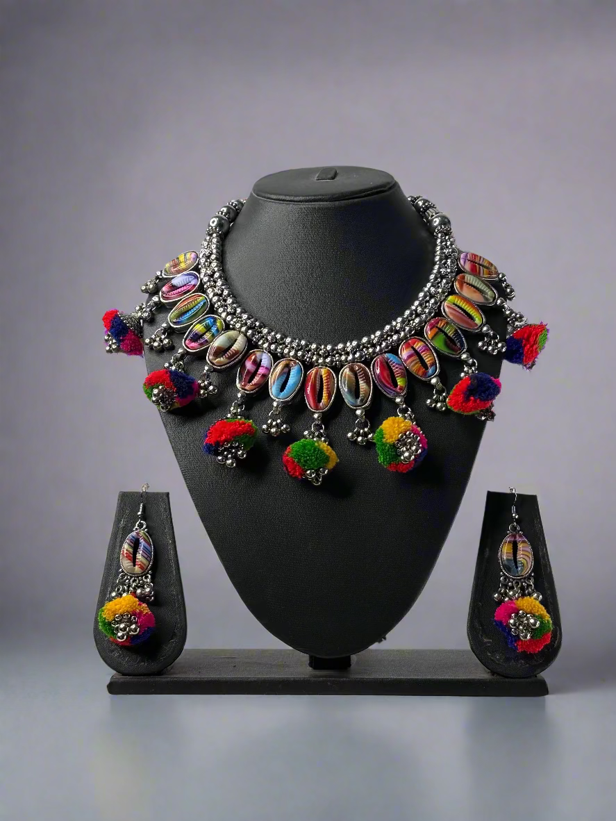Handcrafted Oxidised Necklace Set – Navratri Special Antique Jewellery
