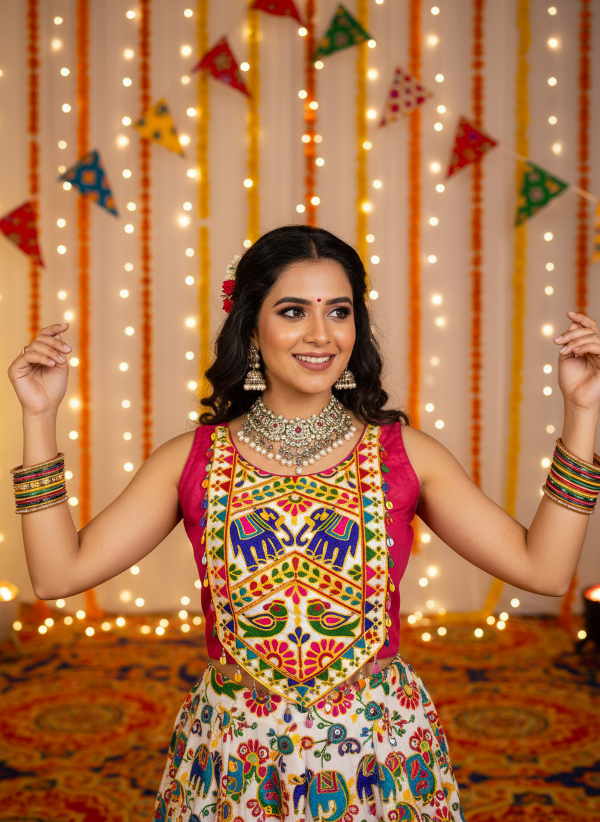 “Handcrafted Navratri Embroidered Blouse – Vibrant & Festive”