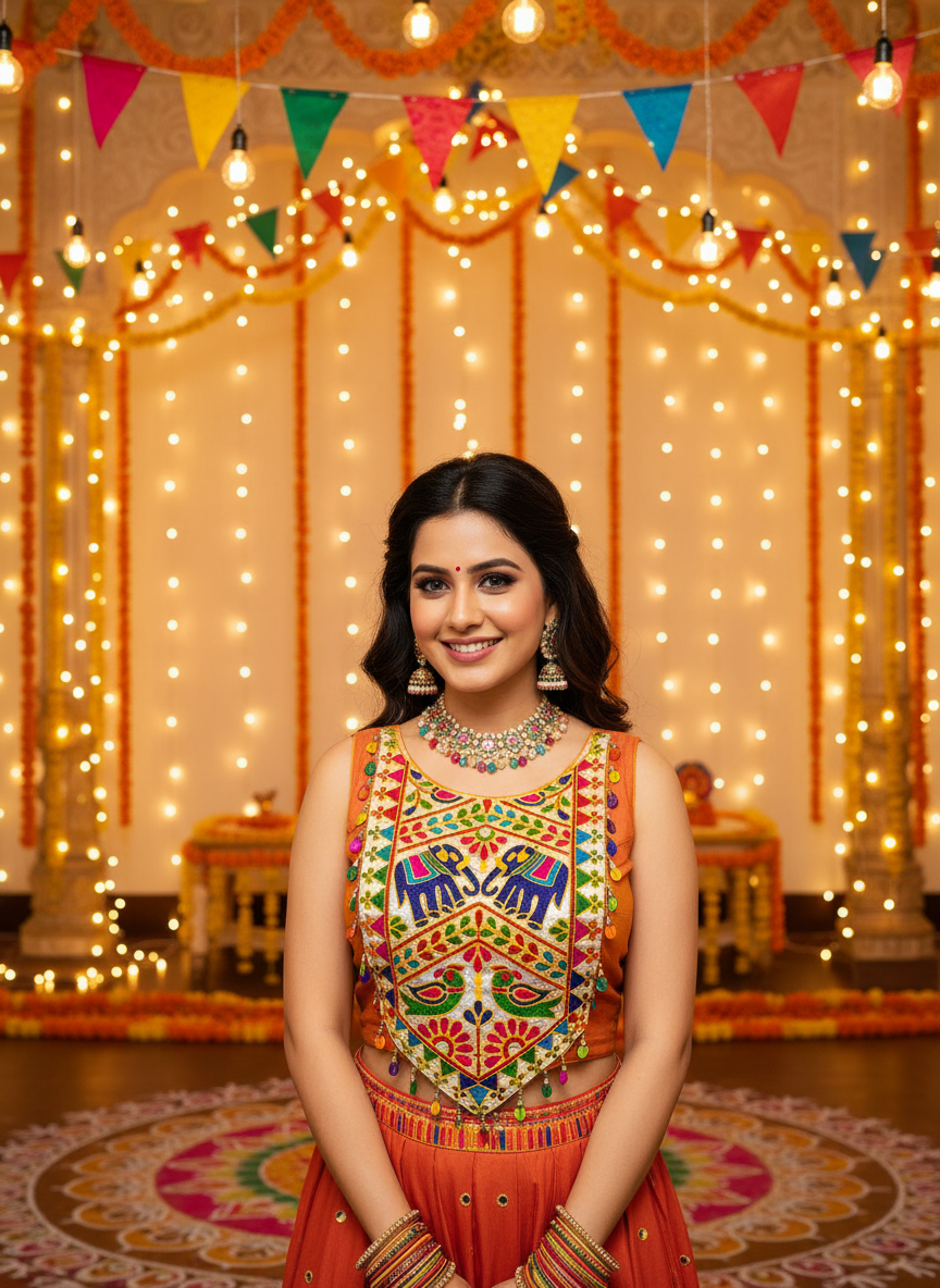“Handcrafted Navratri Embroidered Blouse – Vibrant & Festive”