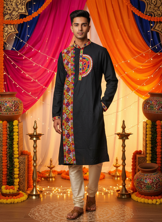 Rayon Kurta with Multicolor Kutchi Embroidery Work