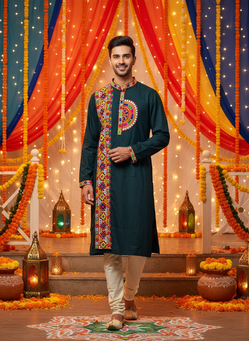 Rayon Kurta with Multicolor Kutchi Embroidery Work