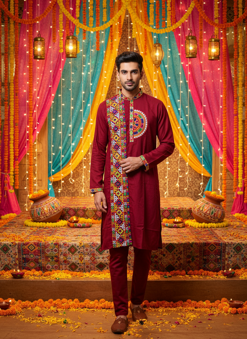 Rayon Kurta with Multicolor Kutchi Embroidery Work