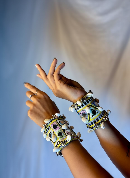 Handcrafted Tribal Cuff Bracelets with Cowrie Shells & Beaded Embellishments