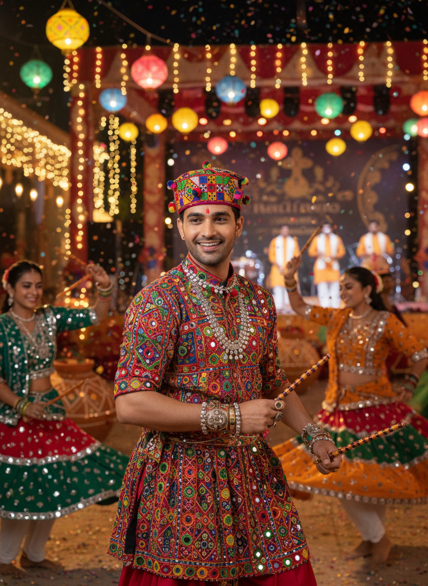 Traditional Gujarati Embroidered Kedia Cap – Colorful Handcrafted Festival Headwear